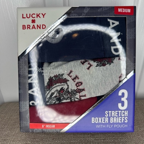 Lucky Brand Men's Stretch Boxer Briefs 3 Pack, 6” inseam “LEGALIZE FREEDOM” - Picture 2 of 4